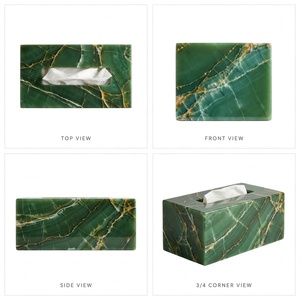 Portarrollos de Resina Verde con Aspecto de Mármol, Cubierta para Caja de Pañuelos, Decoración Moderna para Oficina y Hogar - Product Image 4