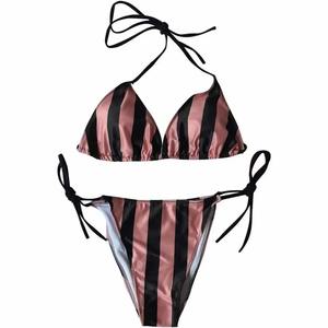Conjunto de Bikini a Cuadros de Cintura Alta para Mujer, Traje de Baño de Dos Piezas de Secado Rápido y Transpirable, Ropa de Playa, Fabricante Mayorista OEM Personalizado - Product Image 5