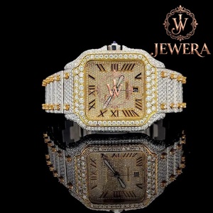 Reloj de Lujo con Incrustaciones de Piedras, Estilo Hip Hop, Acero Inoxidable, Analógico, con Diamantes Moissanite, Movimiento Mecánico, Personalización OEM/ODM Global - Product Image 1