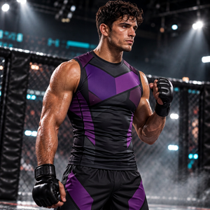 Camisetas de Grappling para Hombre con Nylon y Spandex de Elasticidad en Cuatro Direcciones y Corte Atlético para Academias de Entrenamiento - Product Image 3