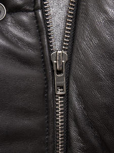 <b>Men's</b> <b>Black</b> Genuine Leather Stand Collar Puffer <b>Vest</b> With Button Closure Windproof Winter Outerwear - Product Image 6