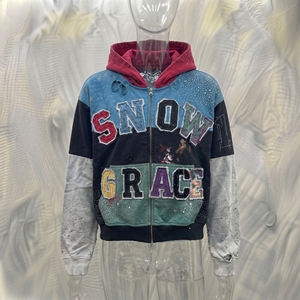 Sudadera con Capucha y Cierre de Cremallera Snow Grace, Diseño con Bloques de Color y Apliques, Corte Regular, Unisex, Ropa de Invierno - Product Image 3