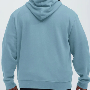 Sweat-shirt à capuche zippé pour homme, couleur unie, en molleton, coupe décontractée, bleu clair, 100 % coton tricoté, pour l'automne - Product Image 2