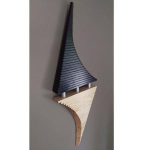 Panneau mural en bois géométrique moderne, décoration murale rustique en gros, plaque en bois mosaïque 3D faite à la main pour l'intérieur de la maison, art mural en bois - Product Image 3