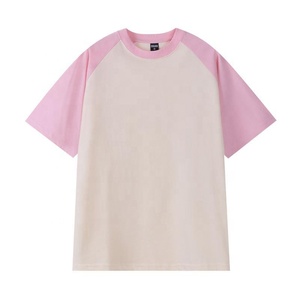 260gsm 100% Cotton Unisex Two Tone Raglan Short Sleeve T‑Shirt For Men Contrast Color Block <b>Baseball</b> Style Crewneck <b>Tee</b> Women - Product Image 3