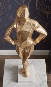 Modern Gold and White Aluminum and Marble Woman Tabletop Sculpture Attractive <b>Table</b> Objects for Modern Decor Figure Sculpture - Product Image 3