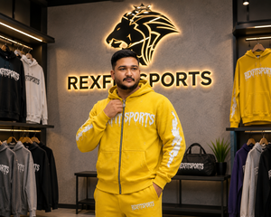 REXFITSPORTS Sudadera con Capucha Gráfica Amarilla para Hombre 2026, 280-300 GSM, Algodón y Poliéster, Forro Polar, Sudadera con Capucha Personalizada Estilo Urbano - Product Image 6