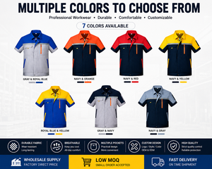 Chemise de travail à manches courtes en tissu tissé anti-plis haute visibilité avec poches zippées, plusieurs options de couleurs, personnalisable avec logo pour homme - Product Image 4