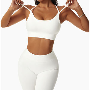 Soutien-gorge de sport pour femme, sans couture, compressif, respirant, haute élasticité, avec bretelles croisées réglables au dos, pour l'entraînement et le yoga - Product Image 2