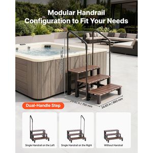 Escalera para Piscina de 3 Peldaños con Barandilla, Capacidad de 550 Libras, 32.3 Pulgadas de Ancho, Acero y Plástico, Fácil Montaje - Product Image 4