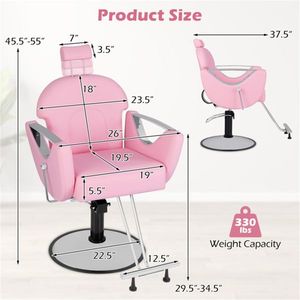Poltrona da Barbiere Ergonomica Girevole a 360 Gradi con Pompa Idraulica, Sedia da Salone in Rosa - Product Image 4