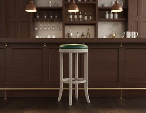 เก้าอี้บาร์ทรงกลมแบบร่วมสมัย โครงสร้างแข็งแรง เก้าอี้บาร์ไม้ทรงกลม ฐานกลมทันสมัย เก้าอี้เคาน์เตอร์ไม้ยางพารา ดีไซน์คลาสสิก - Product Image 4