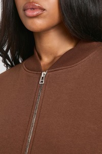 Custom Logo <b>Women's</b> <b>Brown</b> Zip Up Fleece <b>Jacket</b> Oversized Drop Shoulder Terry Hoodie with Custom Logo - Product Image 6