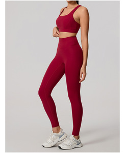 Women 2 Piece Sports Fitness Sets Breathable Quick Dry Yoga <b>Top</b> Leggings Outdoor Running Yoga Wear Gym Fitness Set - Product Image 3