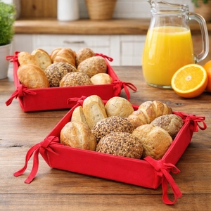 100% Cotton Woven <b>Foldable</b> Tie-Up Multifunctional Square Bread Serving Basket for Dining <b>Table</b> - Product Image 3