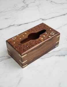 Vase de table géométrique Art Déco en bois artisanal avec design horizontal pour la table à manger, la décoration de la maison et du bureau - Product Image 1