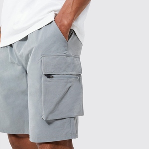 Shorts cargo en toile respirante pour homme, coton, taille élastique, style streetwear décontracté, multi-poches - Product Image 3