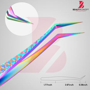 Pinces à cils pointues pour femmes, haute précision, utilisées dans les salons, formes droites et courbées, multicolores, pour extensions de cils - Product Image 2