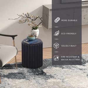 Tavolino da Esterno Terrafab in Materiale Naturale, Sgabello Decorativo da Giardino, Tavolino Unico per Soggiorno, Camera da Letto, Patio - Product Image 3