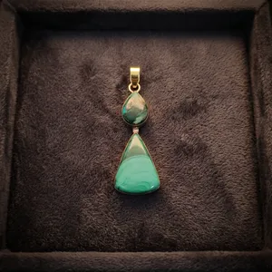 Colgante de Latón con Piedra de Malaquita Natural, Colgante de Piedra Verde para la Fabricación de Collares Hechos a Mano, Suministros de Joyería al por Mayor - Product Image 2