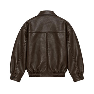 Premium New Style <b>Women's</b> Brown Woven Faux <b>Leather</b> <b>Jacket</b> Zip Up Short Collar Anti Wrinkle <b>Women</b> <b>Leather</b> <b>Jacket</b> - Product Image 6