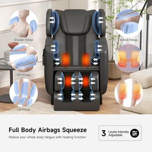Fauteuil de massage pliable 4D Lift - Fonction zéro gravité, rouleaux Shiatsu et pression d'air intégrale, fonction musicale, en cuir - Product Image 4