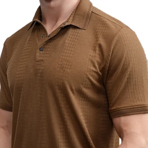 Camiseta de Punto para Hombre 2026, Color Sólido, Manga Corta, Estilo Casual, Corte Regular, Resistente a las Arrugas, Color Marrón, Cierre con Botones - Product Image 4