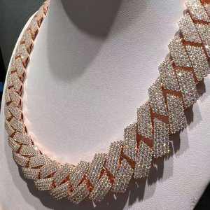 สร้อยคอแบบ Cuban Link สีโรสโกลด์สุดหรู ประดับเพชร VVS Moissanite เครื่องประดับฮิปฮอปสำหรับผู้ชายและผู้หญิง สไตล์ทันสมัย ได้รับการรับรองจาก IGI คุณภาพพรีเมียม - Product Image 3