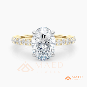 Anillo de Compromiso Ovalado de Oro 14K con Moissanita, Anillo de Boda con Pavé, Joyería de Promesa Nupcial, Regalo para Mujer, Ofertas Premium de Lujo en EE. UU. - Product Image 5