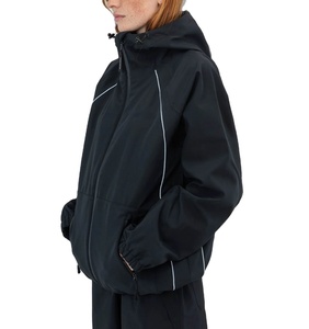 <b>Black</b> Outdoor <b>Windbreaker</b> Jacket Water Resistance Breathable Reflective Strips Polyester Windproof <b>Windbreaker</b> Jacket - Product Image 5