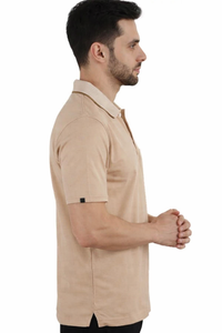 Camiseta Polo Clásica Color Beige para Hombre, Mezcla de Algodón Suave de Primera Calidad con un Corte Elegante para una Mayor Transpirabilidad - Product Image 3