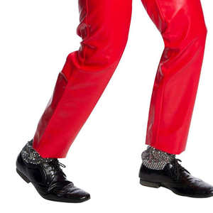 PIHA SPORTS <b>Men's</b> <b>Red</b> Leather Coated Waterproof Straight Leg <b>Trousers</b> High Waist Flat Front Zipper Fly Casual Winter - Product Image 6