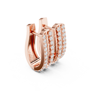 Boucles d'oreilles créoles de luxe en or rose 18 carats avec diamants ronds taille brillant sertis en canal pour femme, à porter au quotidien - Product Image 4