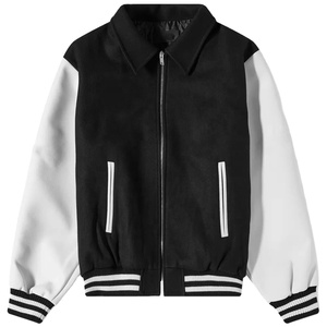 Veste universitaire en laine pour homme avec broderie personnalisée, manches en simili cuir zippées, style streetwear - Product Image 5