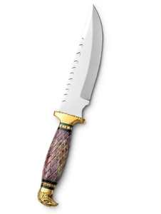Outil utilitaire artisanal en acier inoxydable avec manche en bois violet sculpté en forme de tête d'aigle - Product Image 1