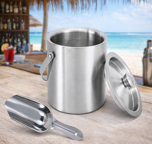 Seau à glace de luxe en acier inoxydable à double paroi |   Glacière isotherme avec poignée pivotante pour la maison et les bars - Product Image 2