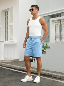 Pantalones Cortos Cargo Casuales para Hombre, Tela de Algodón Resistente, Diseño Utilitario con Múltiples Bolsillos, Corte Relajado, Cintura Alta con Cierre de Cordón - Product Image 5
