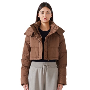 Veste d'aviateur courte d'automne pour femme JAC22 M16160F, en cuir imperméable, à col montant, à fermeture éclair, en coton fin, avec grande poche - Product Image 4
