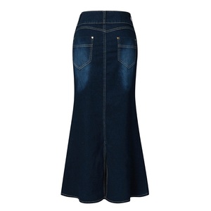 Jupe en jean décontractée taille naturelle avec fente avant, design basique respirant, boutonnée, style vintage, pour femme, grande taille, collection automne, directement de l'usine - Product Image 2