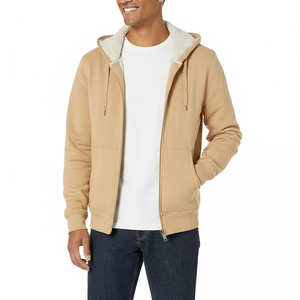 เสื้อฮู้ดซิปผู้ชาย ผ้าฟลีซ 100% คอตตอน เก็บความร้อน แขนยาว สำหรับกิจกรรมกลางแจ้ง แบบทหาร อุ่น นุ่มสบาย รับผลิตแบบ OEM เสื้อคลุมมีฮู้ด - Product Image 1