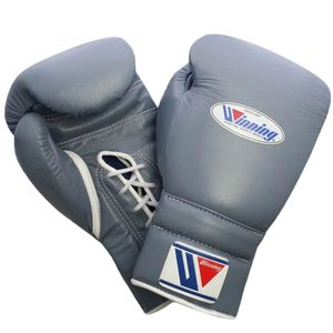 Guantes de Boxeo Winning para Entrenamiento, 14oz 16oz, Grises, Personalizables, con Cordones/Correas, Transpirables, de Cuero, Dedos Completos - Product Image 4