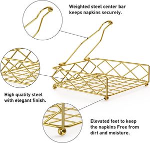 Napkin Holder Flat Paper Towel Dispenser with Weighted Arm Metal Wire Tissue Storage Basket Tabletop Kitchen <b>Caddy</b> Organizer - Product Image 3