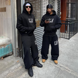 Ensemble sweat à capuche et pantalon de survêtement respirant en molleton technique 100 % coton French Terry de haute qualité pour homme, style streetwear hiver - Product Image 2