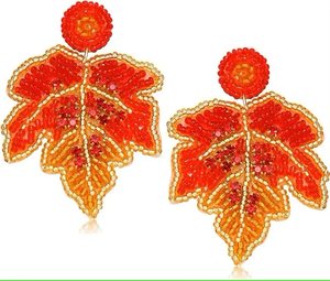 ต่างหูประดับลูกปัด สไตล์โบฮีเมียนสำหรับผู้หญิง ตัวอักษร H สีส้ม คริสตัล ไรน์สโตน เครื่องประดับแฟชั่น - Product Image 5