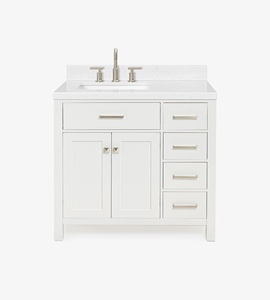 Mueble de Baño Hannah de 36 Pulgadas Hecho a Medida, Gabinete con Lavabo a la Izquierda, Solo 2 Opciones de Acabado, Fabricante OEM de Vietnam - Product Image 1
