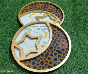 Eid Mubarak Ramadán Decoraciones de mesa Ramadán bandeja de chocolate Fiesta Luna Forma Oro Blanco bandejas de madera para servir por rfcrafts - Product Image 6