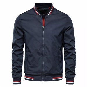 <b>Men's</b> <b>Lightweight</b> Softshell Bomber Flight <b>Jacket</b> Stand Collar Full Zip Casual Stylish Golf Windbreaker for Spring Plain Dyed - Product Image 3