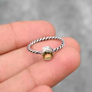 Citrine Gemstone Handmade 925 Sterling Silver Twisted Band <b>Ring</b> Single Stone Jewelry Gift - Product Image 3