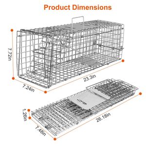 Trampa de Alambre Galvanizado para Gatos, Plegable, con Liberación de Animales Vivos, Atrapa Roedores Pequeños, Mapaches, Marmotas y Animales Pequeños - Product Image 2