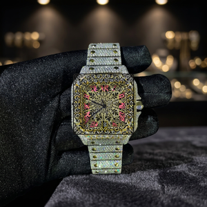 Reloj de Oro Unisex de Lujo AMBER JEWELS, Esfera Floral Hueca, Cristal de Zafiro, Movimiento Analógico de Cuarzo Citizen, Caja de 46 mm, Estilo Vintage - Product Image 2